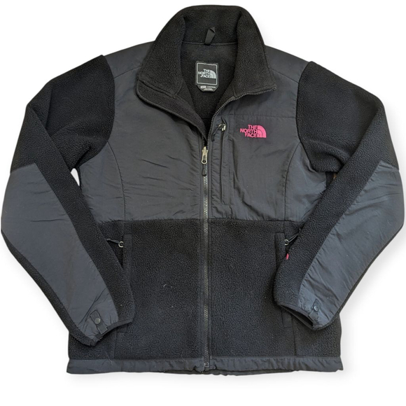 The North Face Jackets & Blazers - The North Face Polartec Fleece Jacket Black w Pink Logo Medium